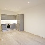 Modern kitchen with sleek grey cabinets