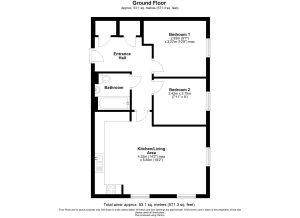 Ground floor flat layout with two bedrooms