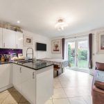 Modern kitchen living area with garden view