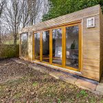 Modern garden studio with wooden exterior