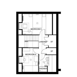 Floor plan with two bedrooms and shower room.