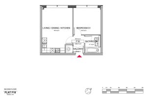 Second floor flat F18 layout plan.