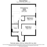 Two-bedroom ground floor flat layout plan