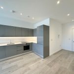 Modern minimalist grey kitchen interior design